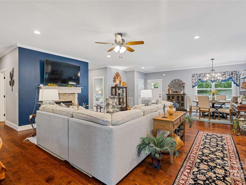 156 Olivet Lane, Fletcher, NC 28732.  MLS# CAR4272204, YatesRealty ID 21590. Great room with fireplace