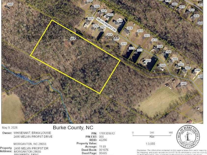 2495 Melvin Propst Drive, Morganton, NC 28655.  MLS# CAR4380122, YatesRealty ID 21604. GIS