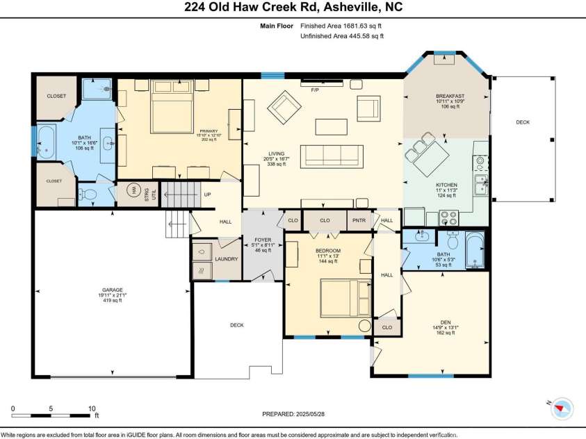224 Old Haw Creek Road, Asheville, NC 28805.  MLS# CAR4259478, YatesRealty ID 21638. Main Level Floor Plan