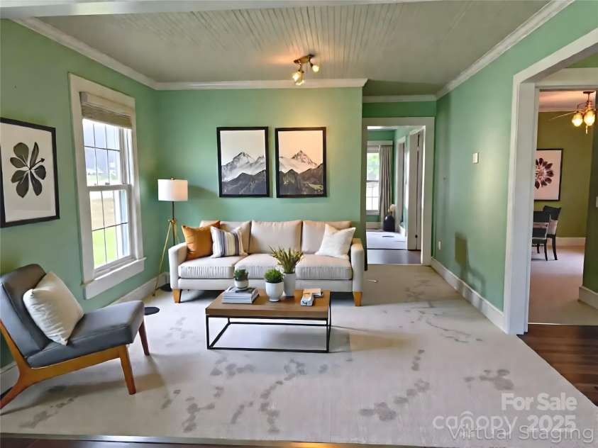 407 Mill Street, Landis, NC 28088.  MLS# CAR4268228, YatesRealty ID 21645. Virtual Staging/Living Room
