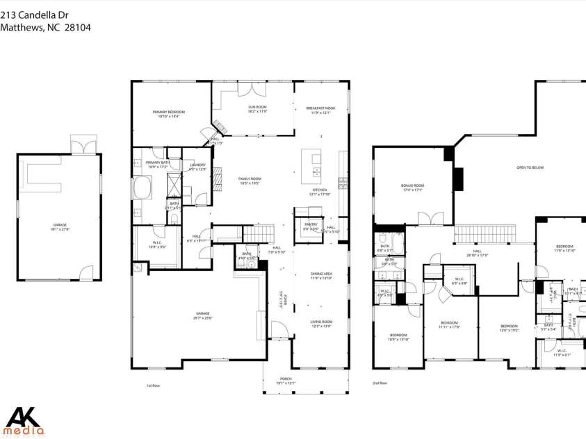 213 Candella Drive, Matthews, NC 28104.  MLS# CAR4365579, YatesRealty ID 21657. 