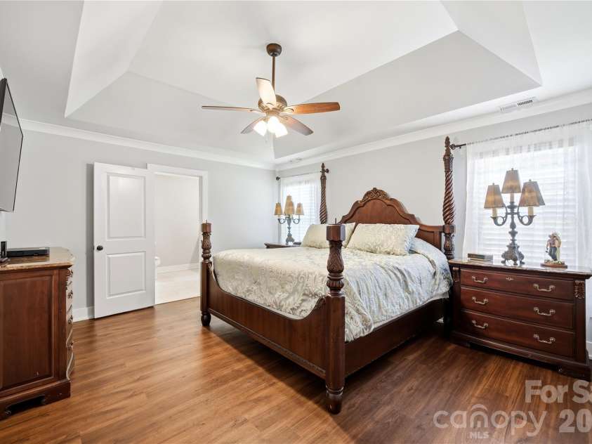 5701 Cedar Hill Drive, Wesley Chapel, NC 28110.  MLS# CAR4380517, YatesRealty ID 21674. Primary bedroom with vaulted ceiling
