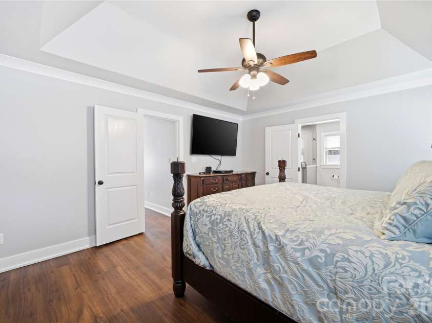 5701 Cedar Hill Drive, Wesley Chapel, NC 28110.  MLS# CAR4380517, YatesRealty ID 21674. Primary bedroom with vaulted ceiling