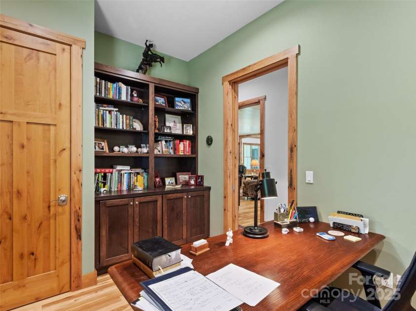 971 Banks Creek Road, Burnsville, NC 28714.  MLS# CAR4270100, YatesRealty ID 21780. A thoughtfully designed office with built-in storage offers both convenience and style