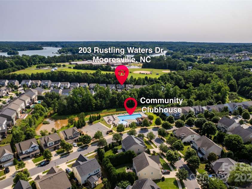 203 Rustling Waters Drive, Mooresville, NC 28117.  MLS# CAR4266533, YatesRealty ID 21811. Walk to the community pool! Or swim in your own pool!