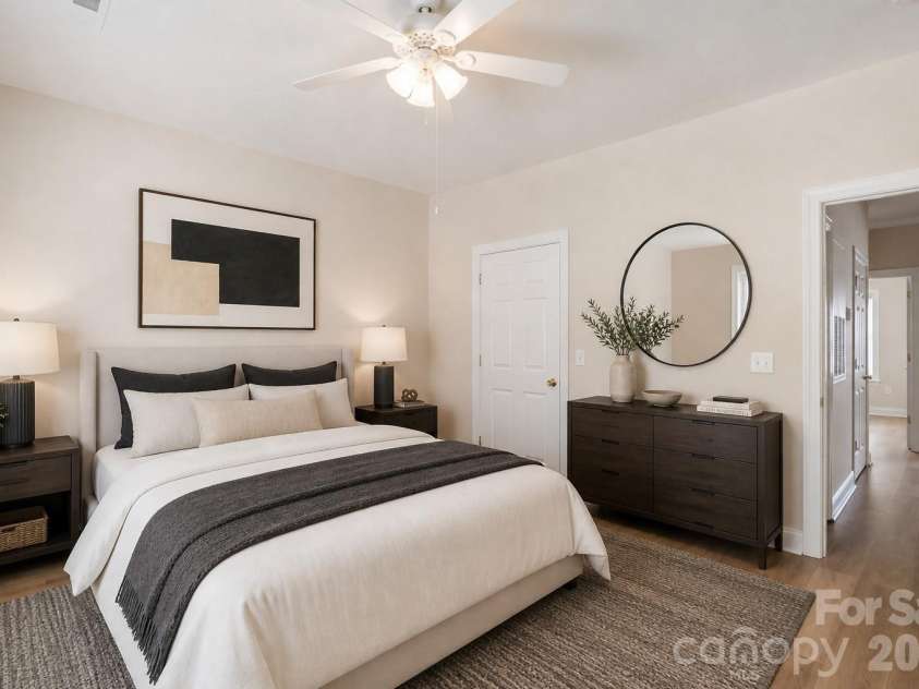 19762 Feriba Place, Cornelius, NC 28031.  MLS# CAR4378752, YatesRealty ID 21850. Primary bedroom - virtually staged.