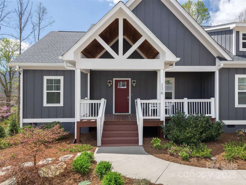 116 Whispering Wind Drive, Black Mountain, NC 28711.  MLS# CAR4245710, YatesRealty ID 21914. Covered Front Porch