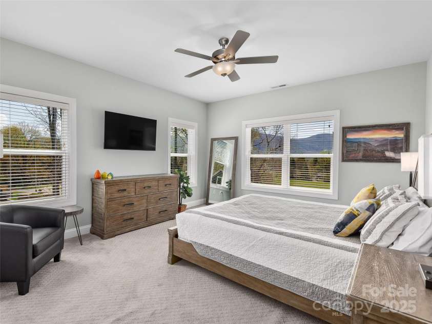 116 Whispering Wind Drive, Black Mountain, NC 28711.  MLS# CAR4245710, YatesRealty ID 21914. Primary Bedroom with Views