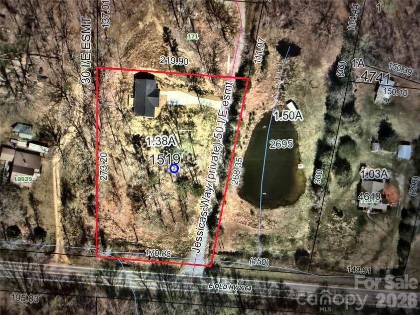 129 Jessicas Way, Lexington, NC 27292.  MLS# CAR4380803, YatesRealty ID 21948. GIS overhead view
