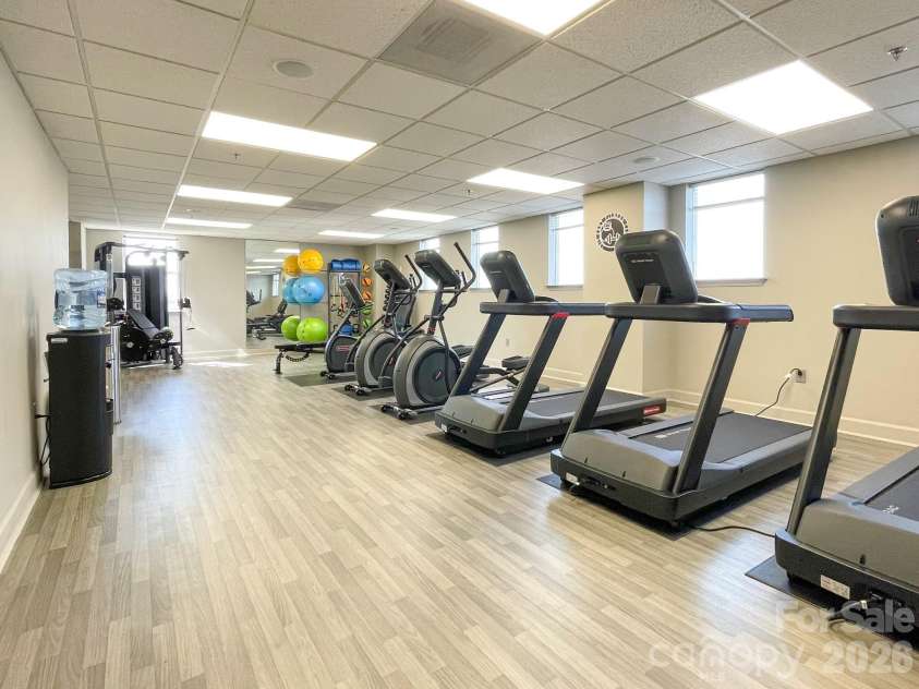 1315 East Boulevard, Charlotte, NC 28203.  MLS# CAR4387857, YatesRealty ID 2195. 6th floor gym