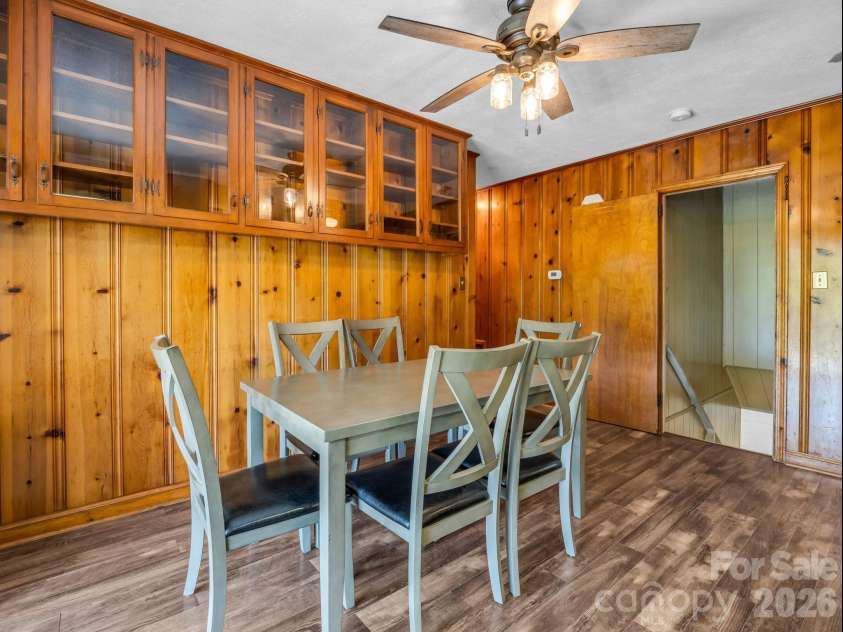 2521 Cat Square Road, Vale, NC 28168.  MLS# CAR4367429, YatesRealty ID 21955. Dining area with built in display cabinets