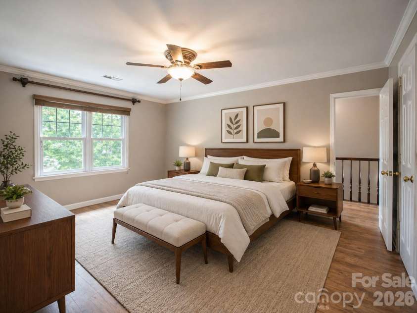 1002 Windsor Drive, Asheville, NC 28803.  MLS# CAR4361534, YatesRealty ID 21960. Primary bedroom virtually staged