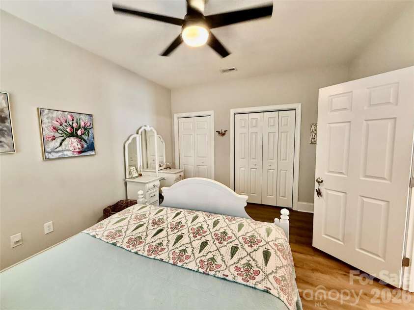 90 Huie Street, Concord, NC 28027.  MLS# CAR4379704, YatesRealty ID 22038. Large bedroom with two closets.