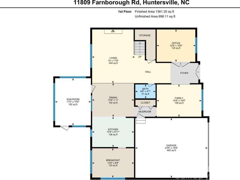 11809 Farnborough Road, Huntersville, NC 28078.  MLS# CAR4315816, YatesRealty ID 2210. 