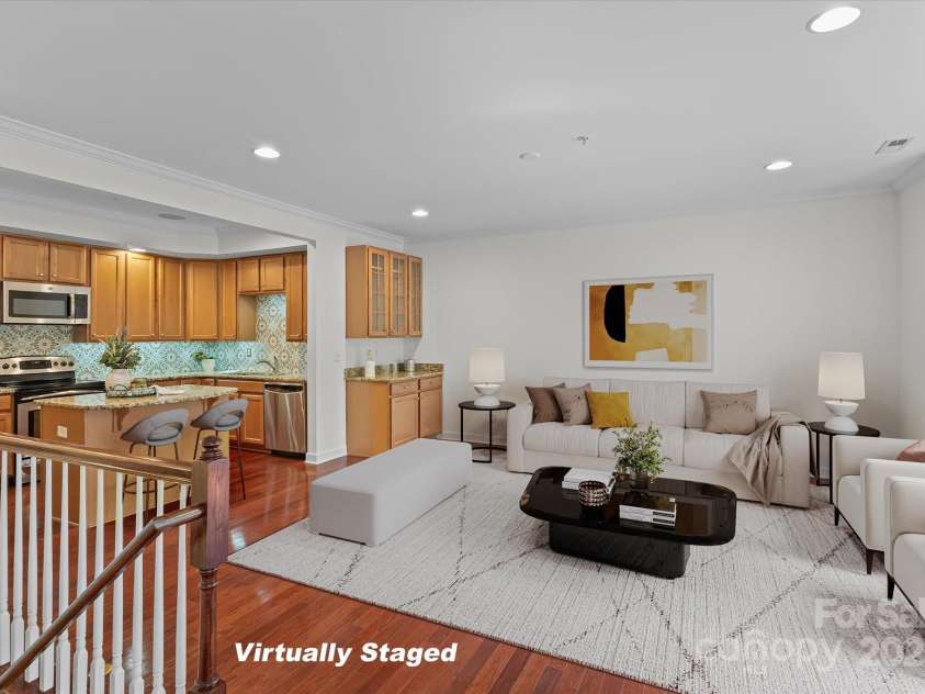 1530 Church Street, Charlotte, NC 28203.  MLS# CAR4259116, YatesRealty ID 22130. Virtually staged living area - note the beverage/coffee/wine bar - perfect for everyday living or entertaining