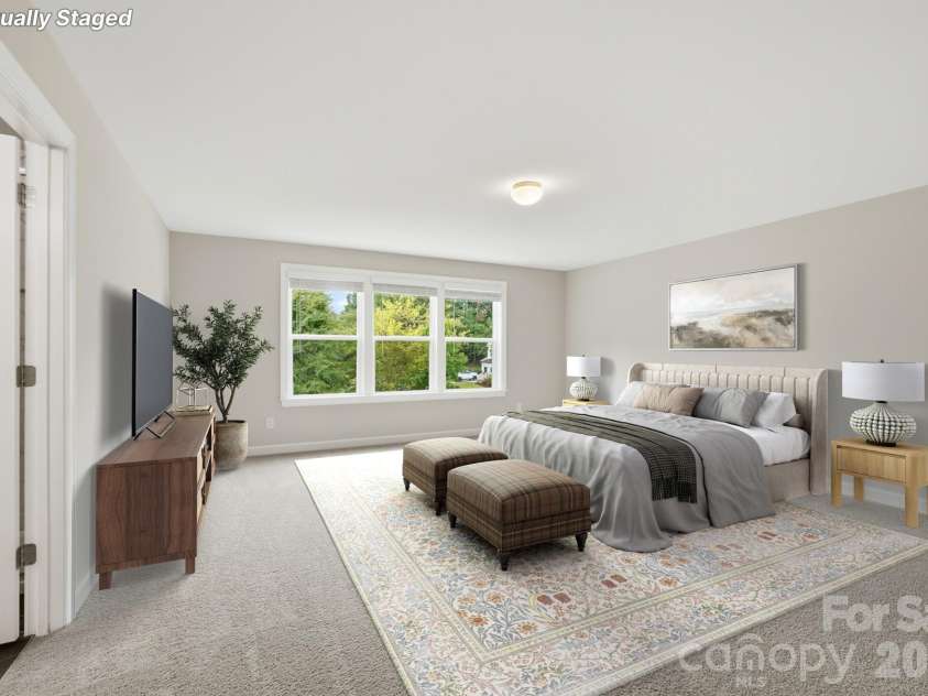 5670 Galloway Drive, Midland, NC 28107.  MLS# CAR4412132, YatesRealty ID 22226. Virtually staged primary bedroom