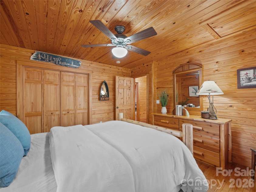 134 McDaniel Court, Lake Lure, NC 28746.  MLS# CAR4340805, YatesRealty ID 2224. Guest bedroom on main floor-