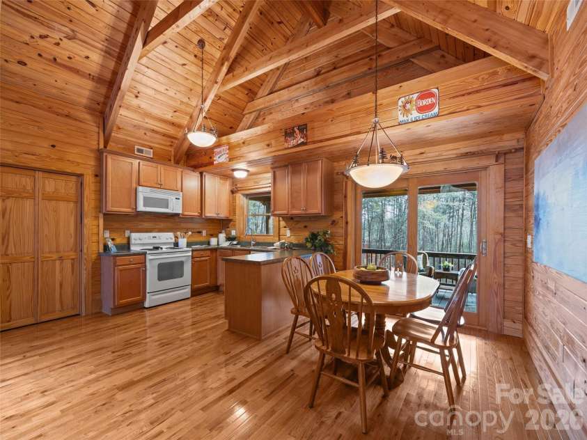 134 McDaniel Court, Lake Lure, NC 28746.  MLS# CAR4340805, YatesRealty ID 2224. Kitchen with dining area
