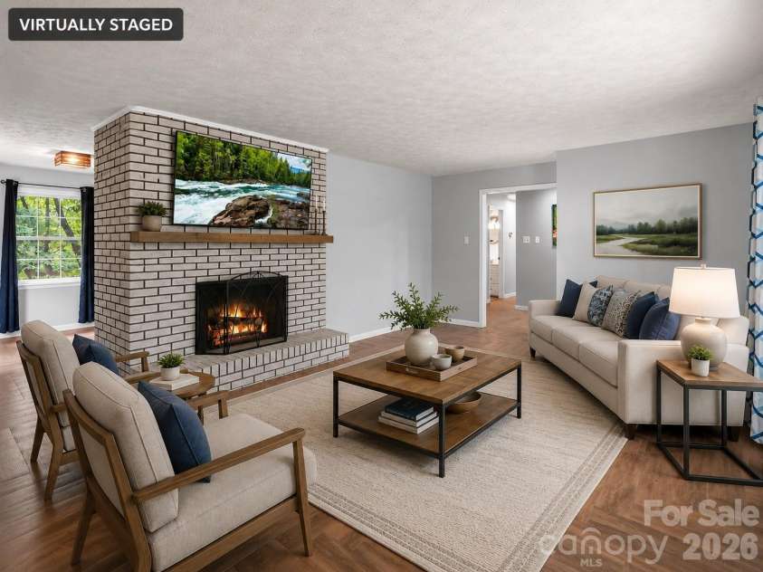 92 Greenwood Acres Drive, Mills River, NC 28759.  MLS# CAR4379255, YatesRealty ID 22276. Virtually staged living room