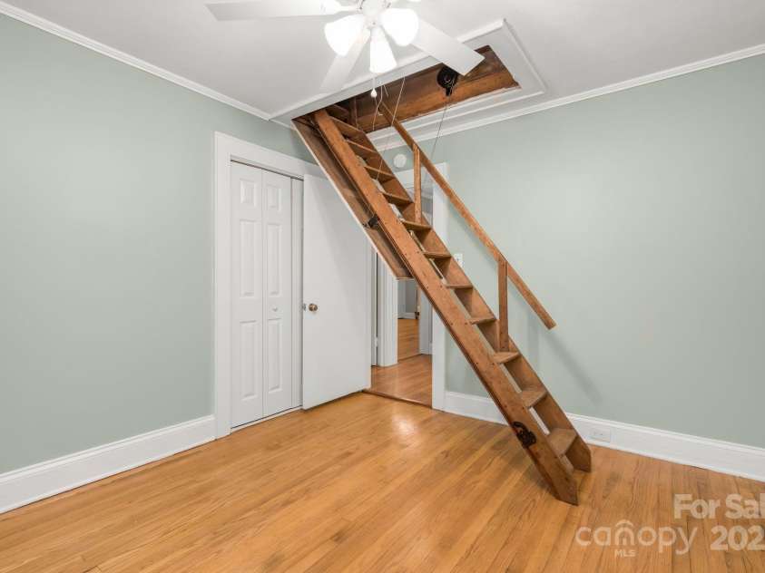 318 Peeler Street, Salisbury, NC 28146.  MLS# CAR4270125, YatesRealty ID 22281. Attic Stairs in Bedroom 3