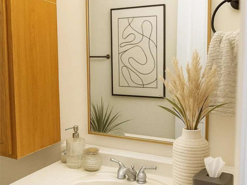 205 Blackwood Road, Cullowhee, NC 28723.  MLS# CAR4249157, YatesRealty ID 22339. Hall Bathroom vanity