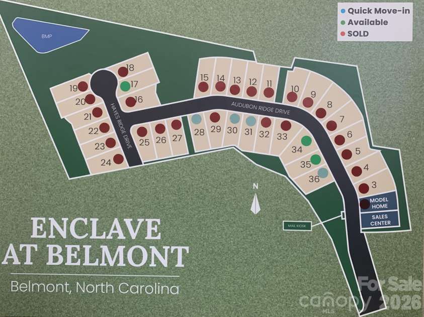 2933 audubon Ridge, Belmont, NC 28012.  MLS# CAR4377350, YatesRealty ID 22353. Home is under construction on site 31