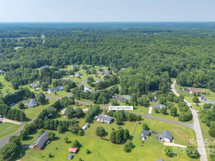 5211 Spring Glen, York, SC 29745.  MLS# CAR4270474, YatesRealty ID 22392. Aerial # 1 with view of the neighborhood