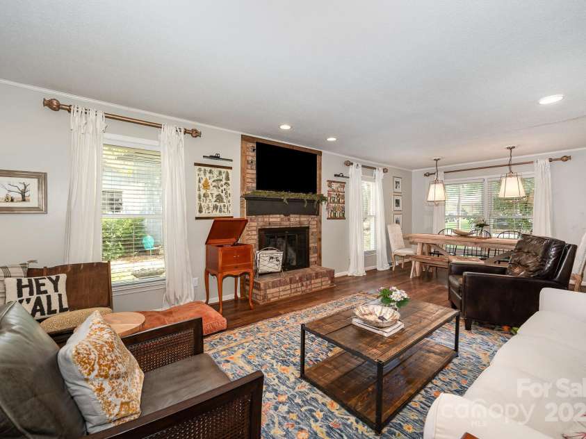 418 Melody Lane, Shelby, NC 28152.  MLS# CAR4261154, YatesRealty ID 22396. Fireplace is the focal point of the family room.