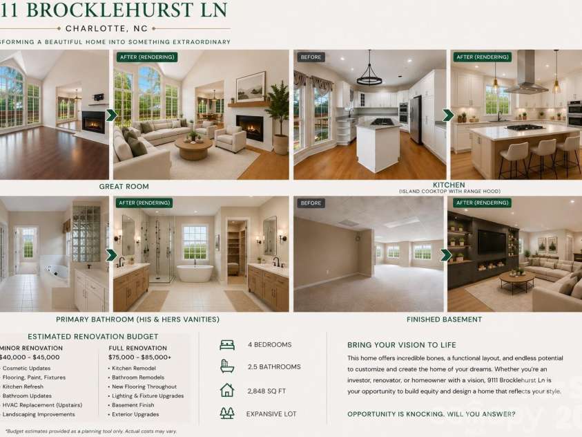 9111 Brocklehurst Lane, Charlotte, NC 28215.  MLS# CAR4380667, YatesRealty ID 22414. 