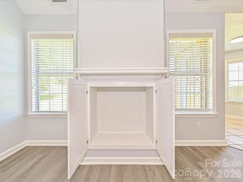 4922 Alexis Drive, Indian Trail, NC 28079.  MLS# CAR4382552, YatesRealty ID 22421. Cabinet removable - Fireplace Box and Gas Line are still there