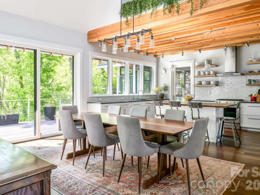 96 Gibson Road, Asheville, NC 28804.  MLS# CAR4346297, YatesRealty ID 22433. Dining to Kitchen to Deck
