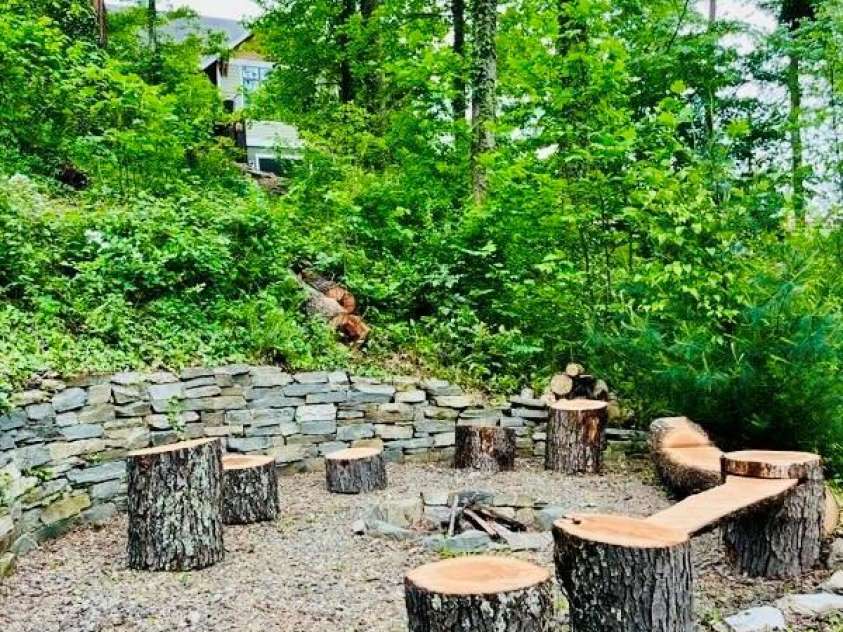 96 Gibson Road, Asheville, NC 28804.  MLS# CAR4346297, YatesRealty ID 22433. Lower Firepit Area