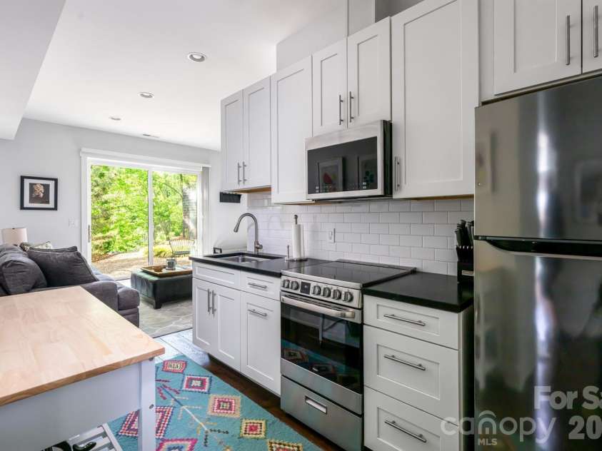 96 Gibson Road, Asheville, NC 28804.  MLS# CAR4346297, YatesRealty ID 22433. Lower Level Apartment Kitchen