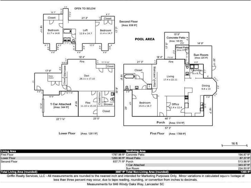 846 Windy Oaks Way, Van Wyck, SC 29720.  MLS# CAR4372947, YatesRealty ID 22450. Floor plan 