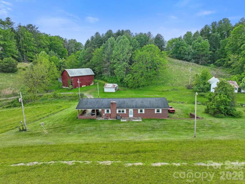 52 Will Smith Lane, Leicester, NC 28748.  MLS# CAR4379317, YatesRealty ID 22454. Back yard with a slight slope to top of hillside.