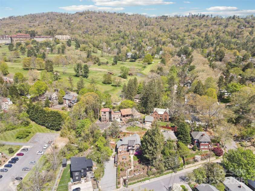 191 Murdock Avenue, Asheville, NC 28804.  MLS# CAR4274306, YatesRealty ID 22464. Aerial, Grove Park Inn in Background