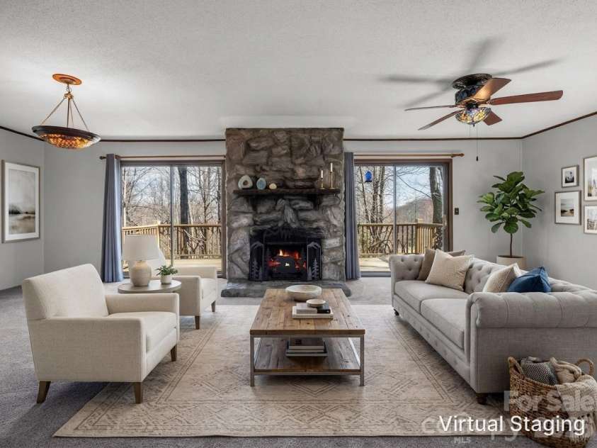 177 Tsisqua Circle, Brevard, NC 28712.  MLS# CAR4341526, YatesRealty ID 22465. Virtually Staged Living Room