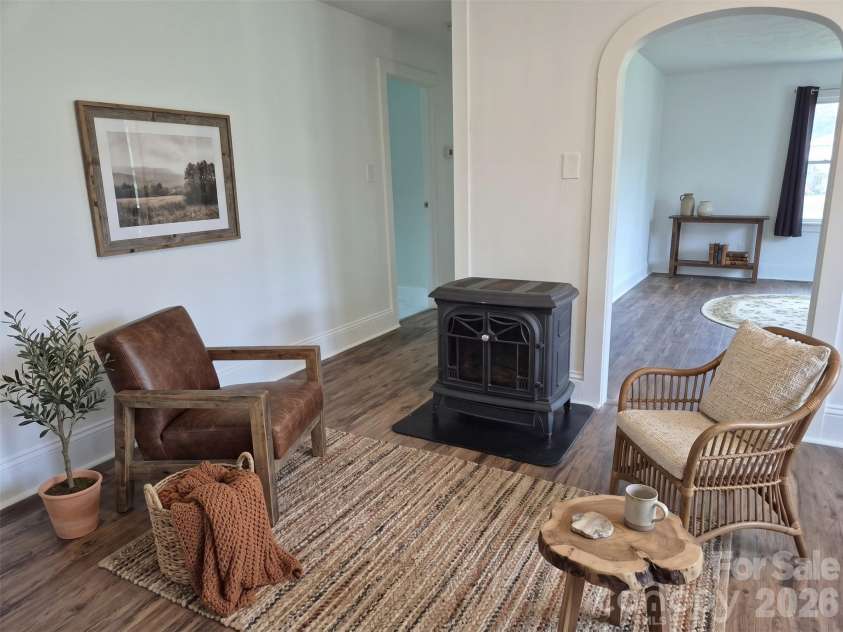 5 Gibson Drive, Maggie Valley, NC 28751.  MLS# CAR4379068, YatesRealty ID 22492. Cozy Gas Stove