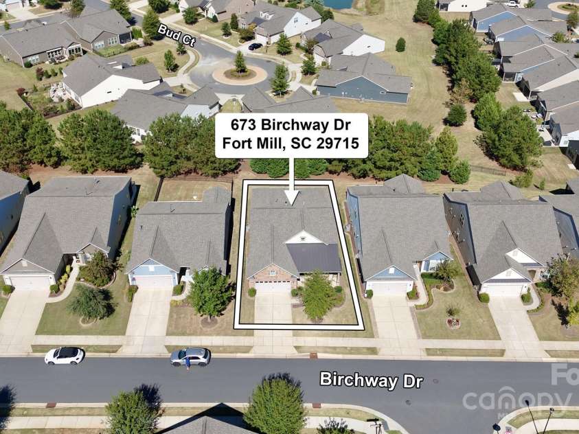 673 Birchway Drive, Fort Mill, SC 29715.  MLS# CAR4313629, YatesRealty ID 22493. Aerial view.