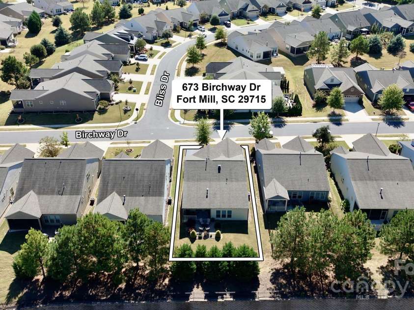 673 Birchway Drive, Fort Mill, SC 29715.  MLS# CAR4313629, YatesRealty ID 22493. Aerial view.