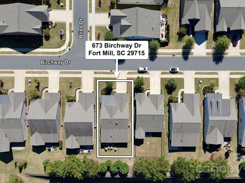 673 Birchway Drive, Fort Mill, SC 29715.  MLS# CAR4313629, YatesRealty ID 22493. Aerial view.