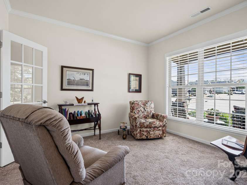 673 Birchway Drive, Fort Mill, SC 29715.  MLS# CAR4313629, YatesRealty ID 22493. Front Office / Flex Room with French doors.