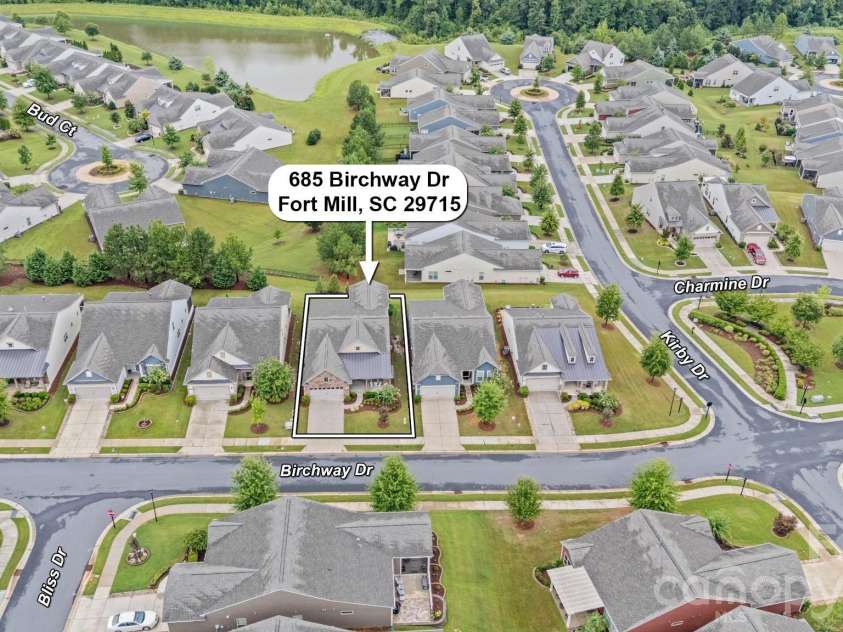 685 Birchway Drive, Fort Mill, SC 29715.  MLS# CAR4356947, YatesRealty ID 22497. Aerial View