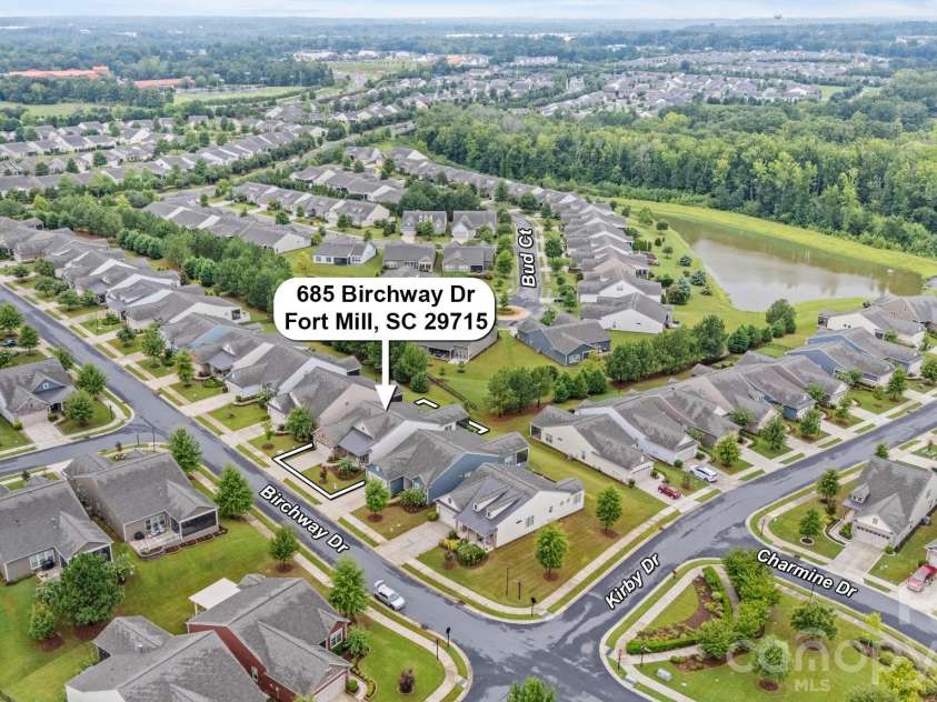 685 Birchway Drive, Fort Mill, SC 29715.  MLS# CAR4356947, YatesRealty ID 22497. Aerial View