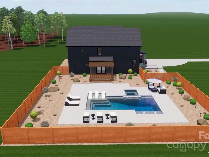 309 Sain Road, Statesville, NC 28625.  MLS# CAR4265333, YatesRealty ID 22536. Pool rendering designed by Premier Hardscapes