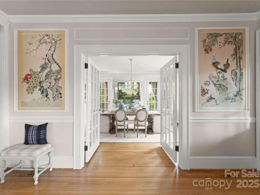 215 Main Street, Belmont, NC 28012.  MLS# CAR4134774, YatesRealty ID 22545. Beautiful chelsa house silk paintings on each wall as you enter the Dining Room through double french doors.