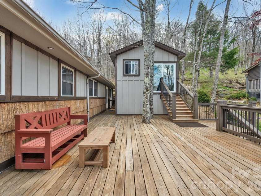 202 Tamarack Road, Beech Mountain, NC 28604.  MLS# CAR4371632, YatesRealty ID 22550. Gas line under deck for grill.