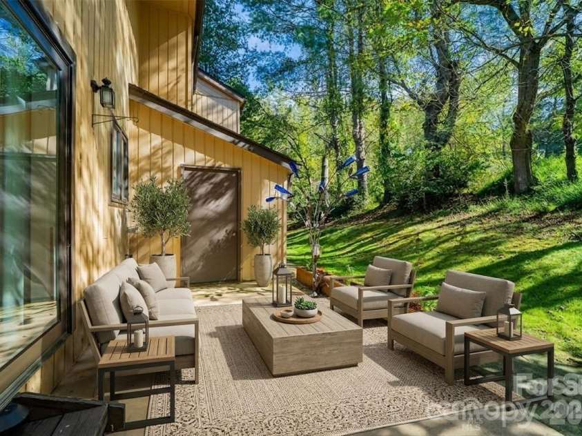 12 Pebble Creek Drive, Asheville, NC 28803.  MLS# CAR4382376, YatesRealty ID 22567. Virtually Staged Patio