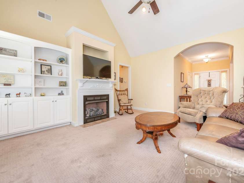 3697 Travertine Drive, Lancaster, SC 29720.  MLS# CAR4271522, YatesRealty ID 22592. Living Room w/ Built-ins