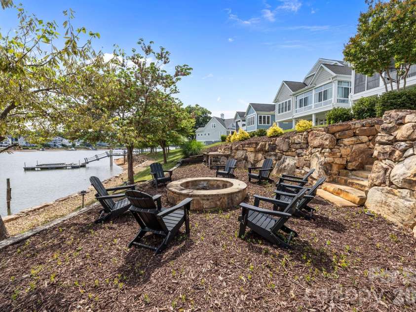 122 Sisters Cove Court, Mooresville, NC 28117.  MLS# CAR4368583, YatesRealty ID 22607. Community Fire Pit